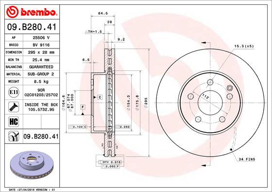 Brembo 09.B280.41 - Discofreno autozon.pro