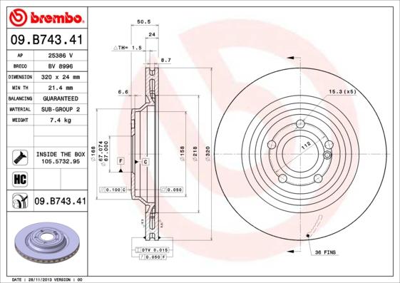 Brembo 09.B743.41 - Discofreno autozon.pro