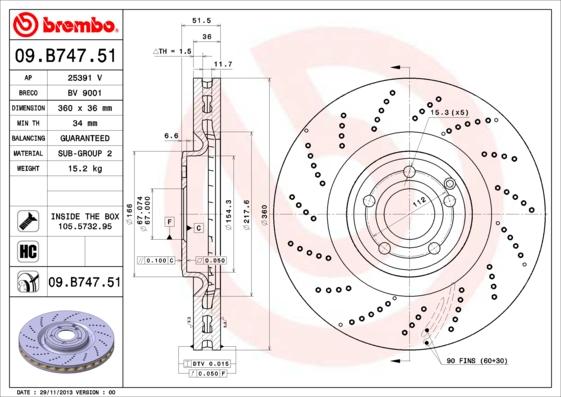 Brembo 09.B747.51 - Discofreno autozon.pro