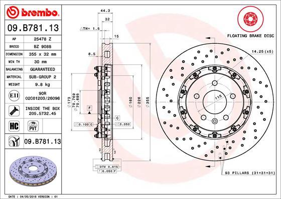 Brembo 09.B781.13 - Discofreno autozon.pro