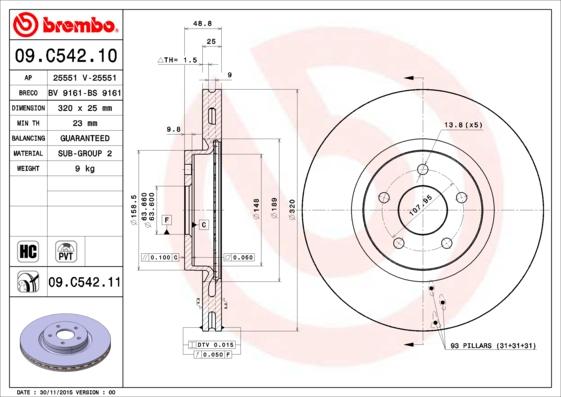 Brembo 09.C542.11 - Discofreno autozon.pro