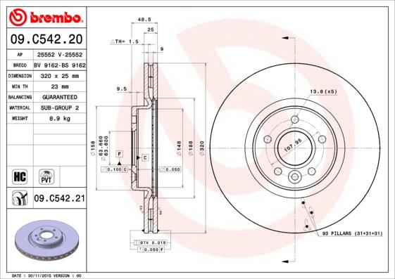 Brembo 09.C542.21 - Discofreno autozon.pro