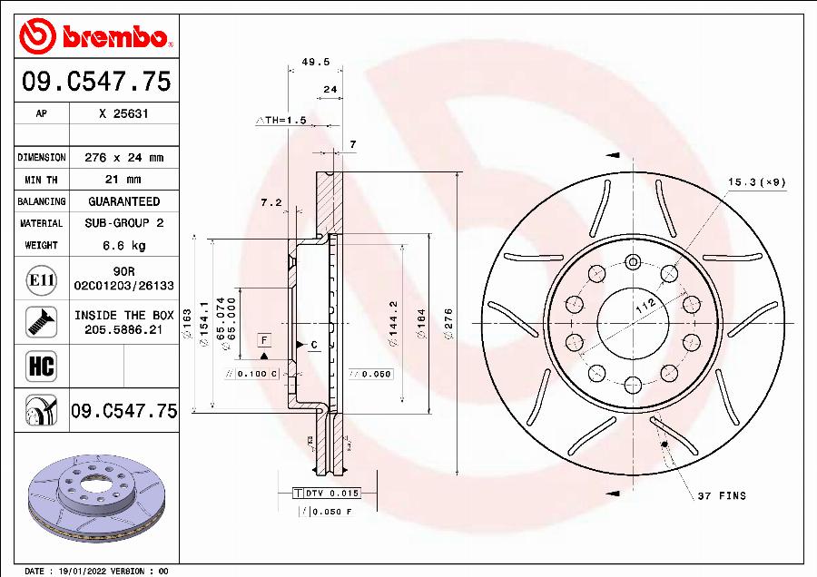 Brembo 09.C547.75 - Discofreno autozon.pro