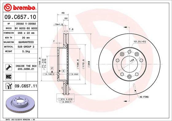 Brembo 09.C657.11 - Discofreno autozon.pro