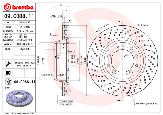 Brembo 09.C088.11 - Discofreno autozon.pro