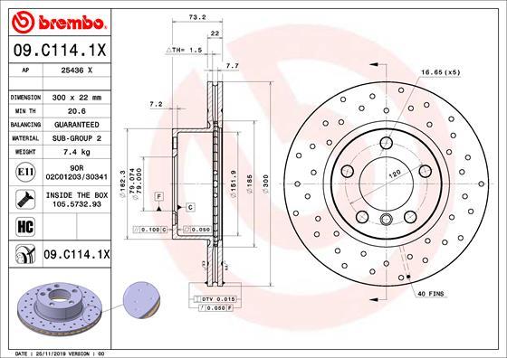 Brembo 09.C114.1X - Discofreno autozon.pro