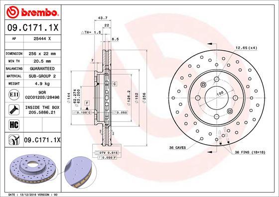 Brembo 09.C171.1X - Discofreno autozon.pro