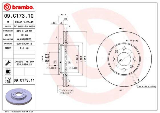 Brembo 09.C173.11 - Discofreno autozon.pro