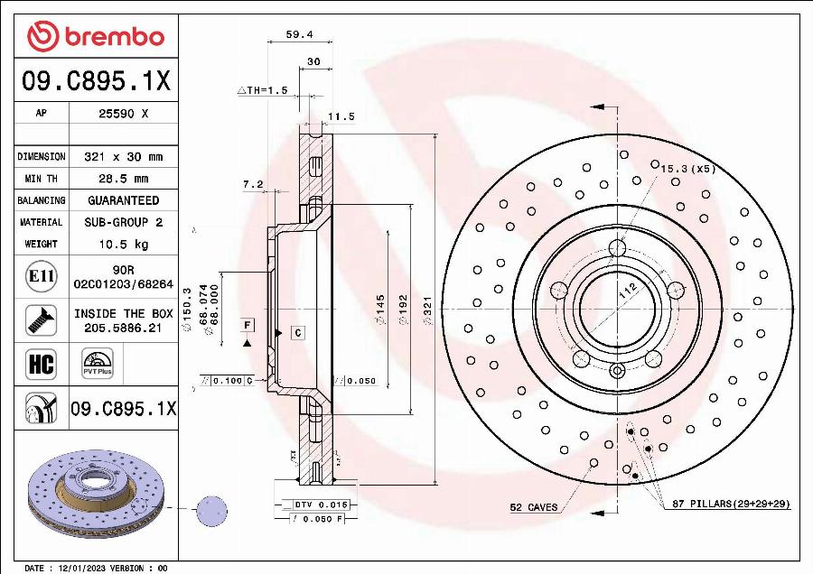 Brembo 09.C895.1X - Discofreno autozon.pro