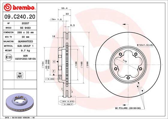 Brembo 09.C240.20 - Discofreno autozon.pro