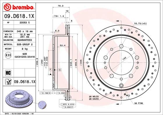 Brembo 09.D618.1X - Discofreno autozon.pro