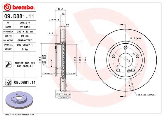 Brembo 09.D881.11 - Discofreno autozon.pro