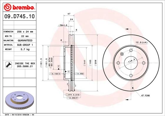 Brembo 09.D745.10 - Discofreno autozon.pro