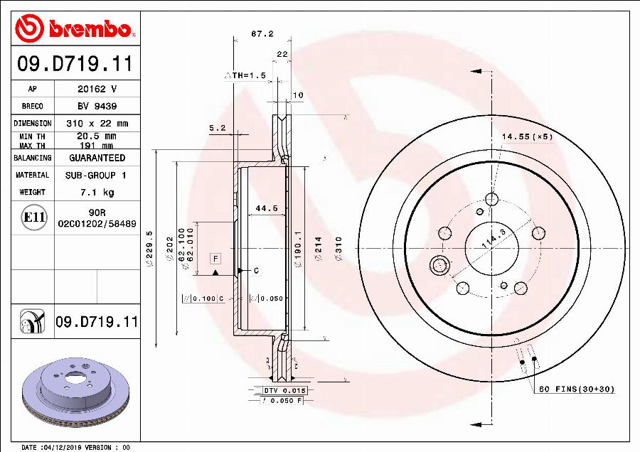 Brembo 09.D719.11 - Discofreno autozon.pro