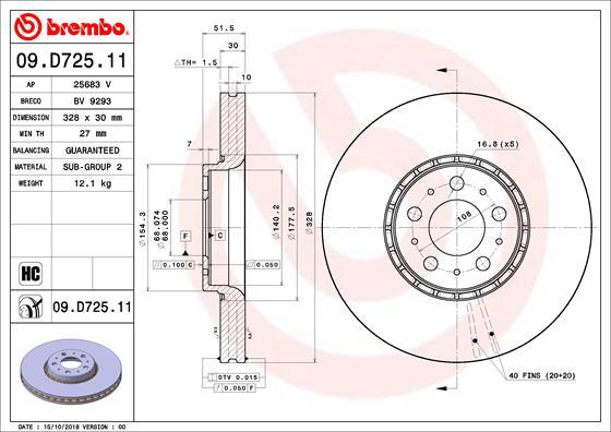 Brembo 09.D725.11 - Discofreno autozon.pro