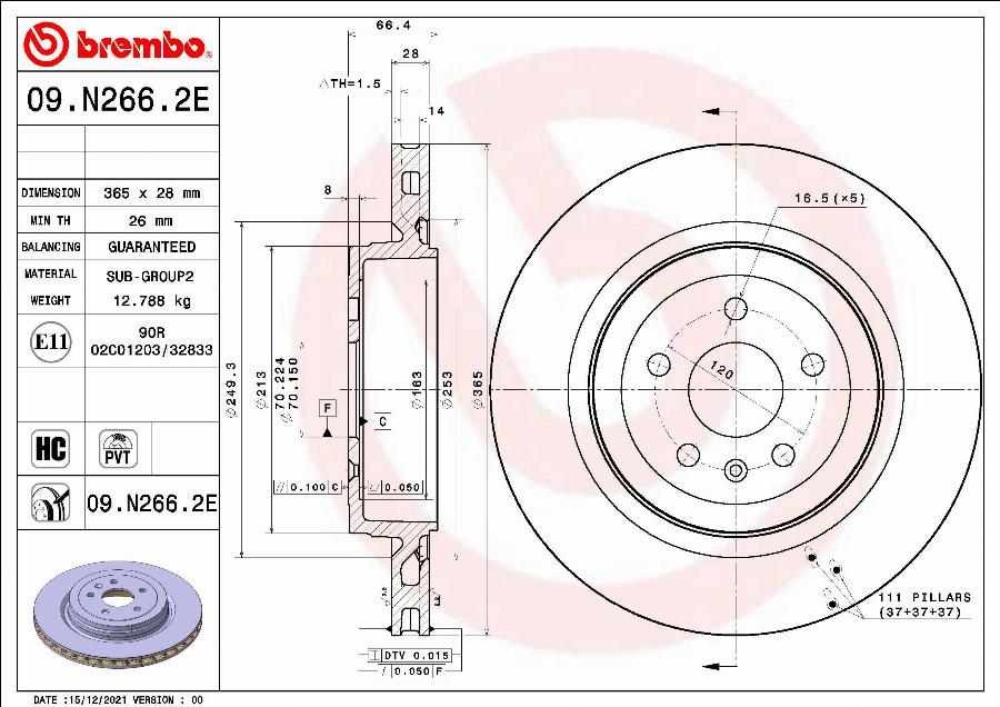 Brembo 09.N266.2E - Discofreno autozon.pro