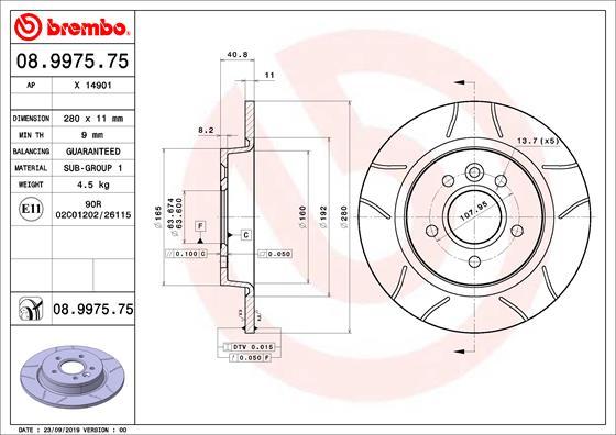 Brembo 08.9975.75 - Discofreno autozon.pro