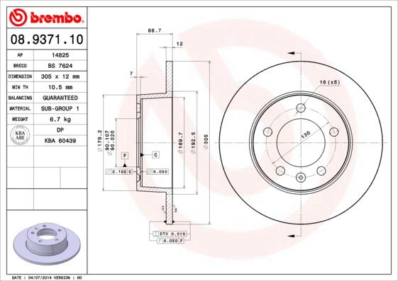 Brembo 08.9371.10 - Discofreno autozon.pro