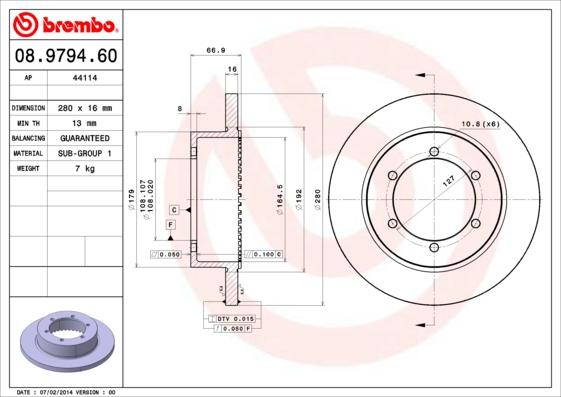 Brembo 08.9794.60 - Discofreno autozon.pro