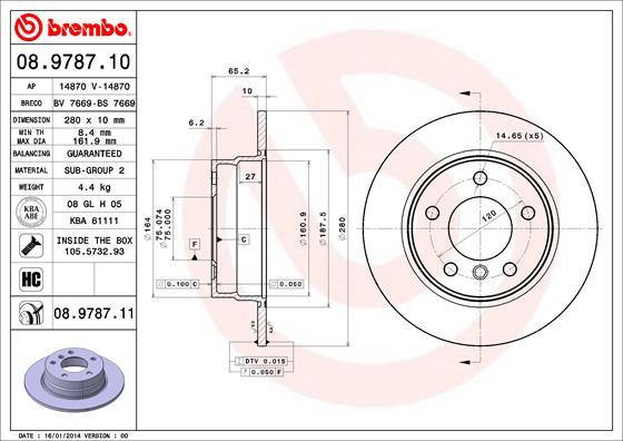 Brembo 08.9787.11 - Discofreno autozon.pro