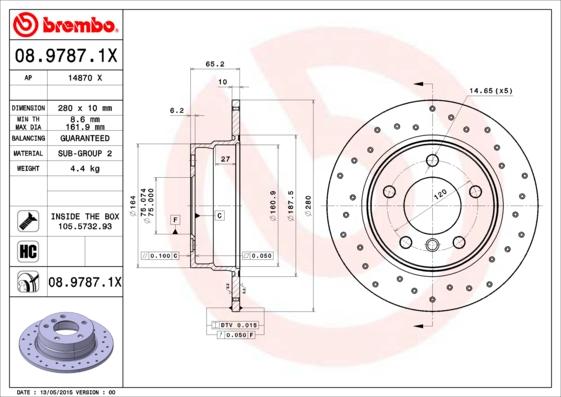 Brembo 08.9787.1X - Discofreno autozon.pro