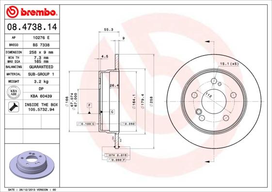 Brembo 08.4738.14 - Discofreno autozon.pro