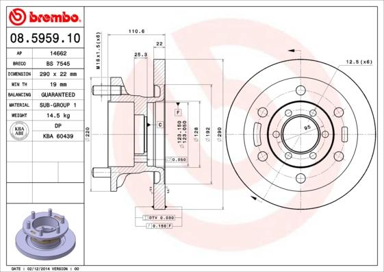 Brembo 08.5959.10 - Discofreno autozon.pro