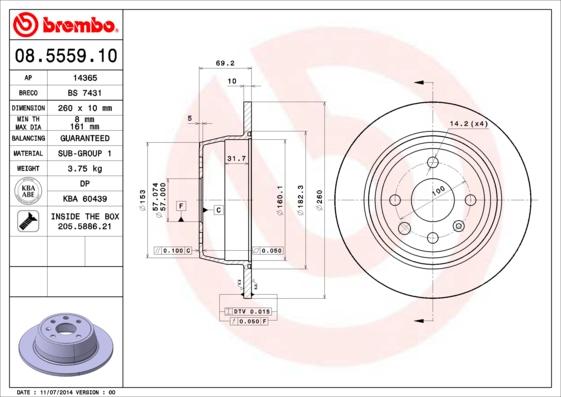 Brembo 08.5559.10 - Discofreno autozon.pro