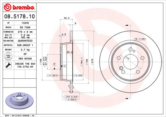 Brembo 08.5178.10 - Discofreno autozon.pro