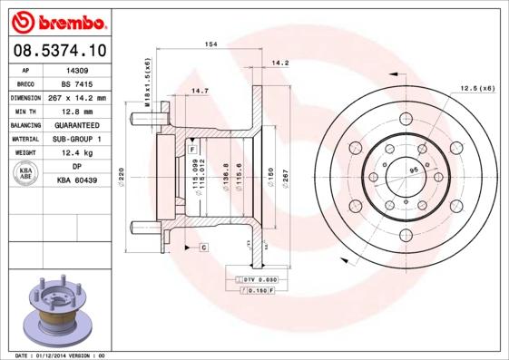 Brembo 08.5374.10 - Discofreno autozon.pro