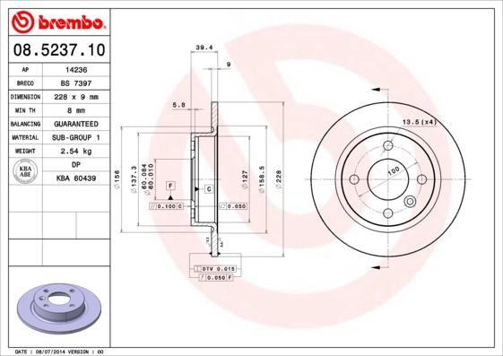 Brembo 08.5237.10 - Discofreno autozon.pro