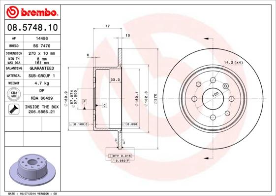 Brembo 08.5748.10 - Discofreno autozon.pro