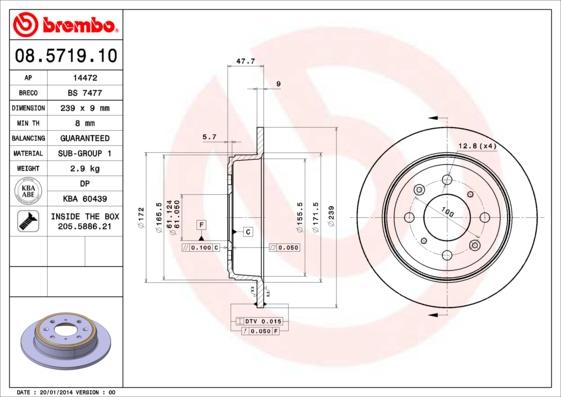 Brembo 08.5719.10 - Discofreno autozon.pro