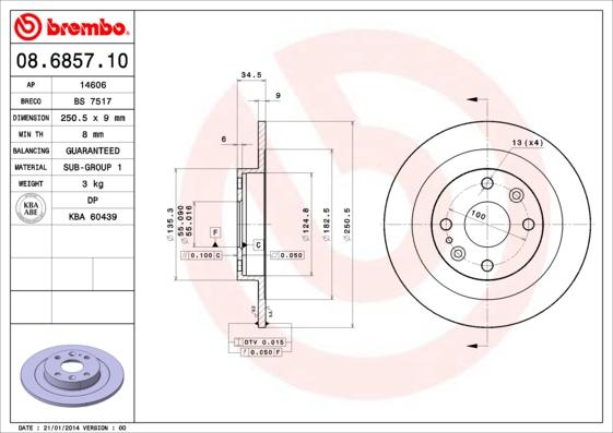 Brembo 08.6857.10 - Discofreno autozon.pro