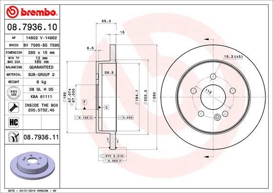 Brembo 08.7936.10 - Discofreno autozon.pro