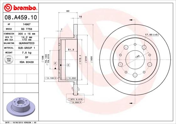 Brembo 08.A459.10 - Discofreno autozon.pro