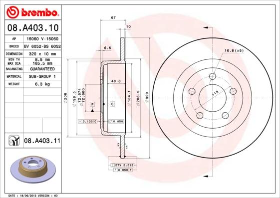 Brembo 08.A403.11 - Discofreno autozon.pro