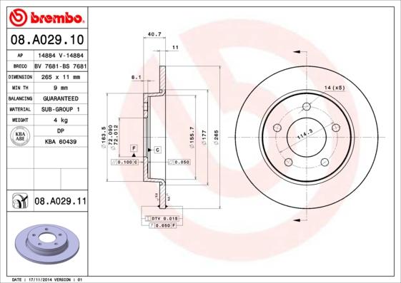 Brembo 08.A029.10 - Discofreno autozon.pro