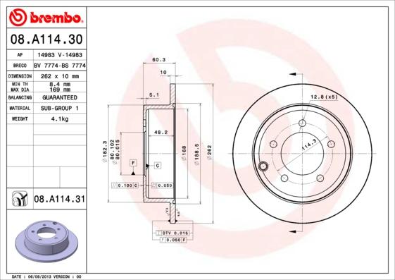 Brembo 08.A114.31 - Discofreno autozon.pro