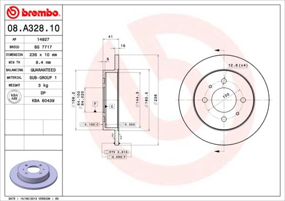 Brembo 08.A328.10 - Discofreno autozon.pro