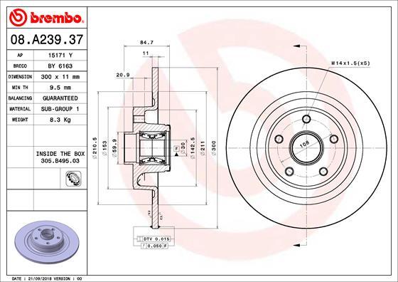 Brembo 08.A239.37 - Discofreno autozon.pro