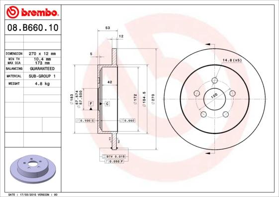 Brembo 08.B660.10 - Discofreno autozon.pro