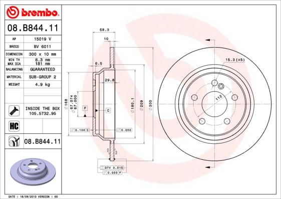 Brembo 08.B844.11 - Discofreno autozon.pro