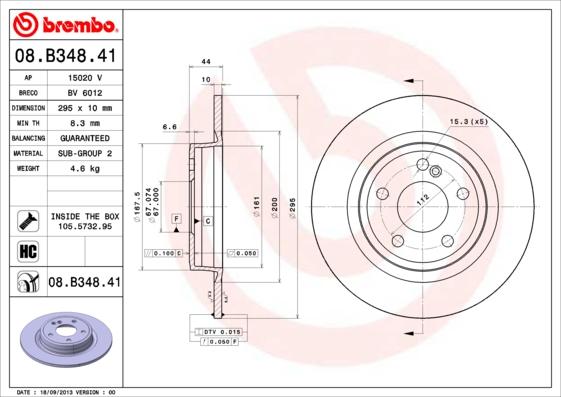 Brembo 08.B348.41 - Discofreno autozon.pro