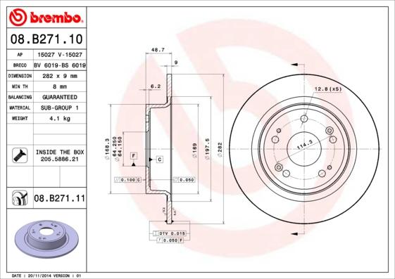 Brembo 08.B271.10 - Discofreno autozon.pro