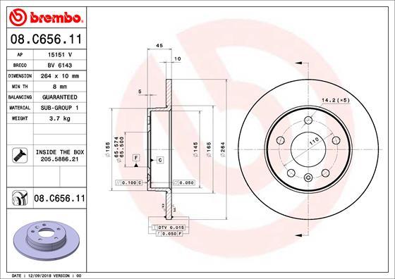 Brembo 08.C656.11 - Discofreno autozon.pro