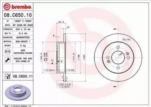 Brembo 08.C650.10 - Discofreno autozon.pro