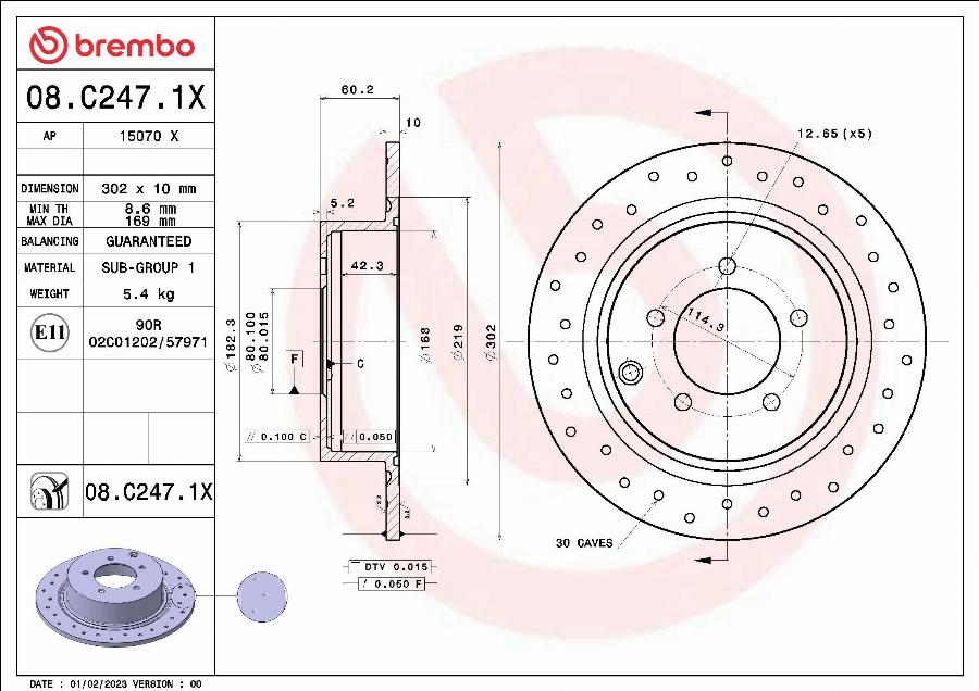 Brembo 08.C247.1X - Discofreno autozon.pro