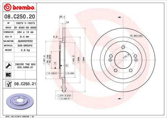 Brembo 08.C250.20 - Discofreno autozon.pro