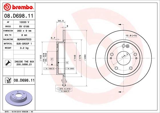 Brembo 08.D698.11 - Discofreno autozon.pro